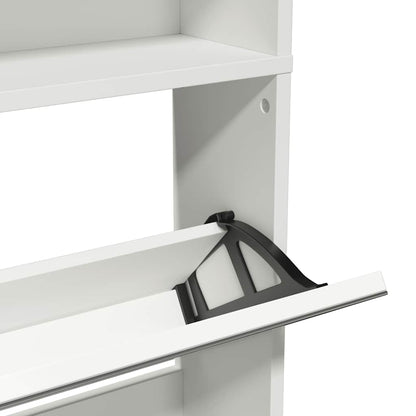 Scarpiera a 4 Strati con Specchio Bianca 63x17x134 cm | homemem39