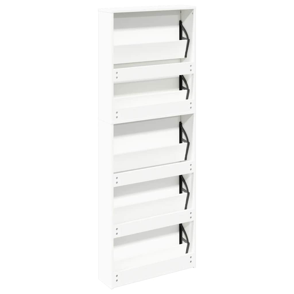 Scarpiera a 5 Strati con Specchio Bianca 63x17x169,5 cm | homemem39