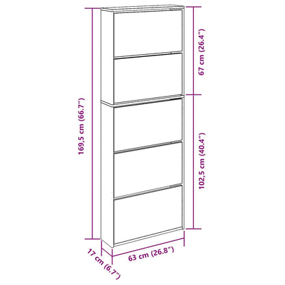 Scarpiera a 5 Strati con Specchio Bianca 63x17x169,5 cm | homemem39