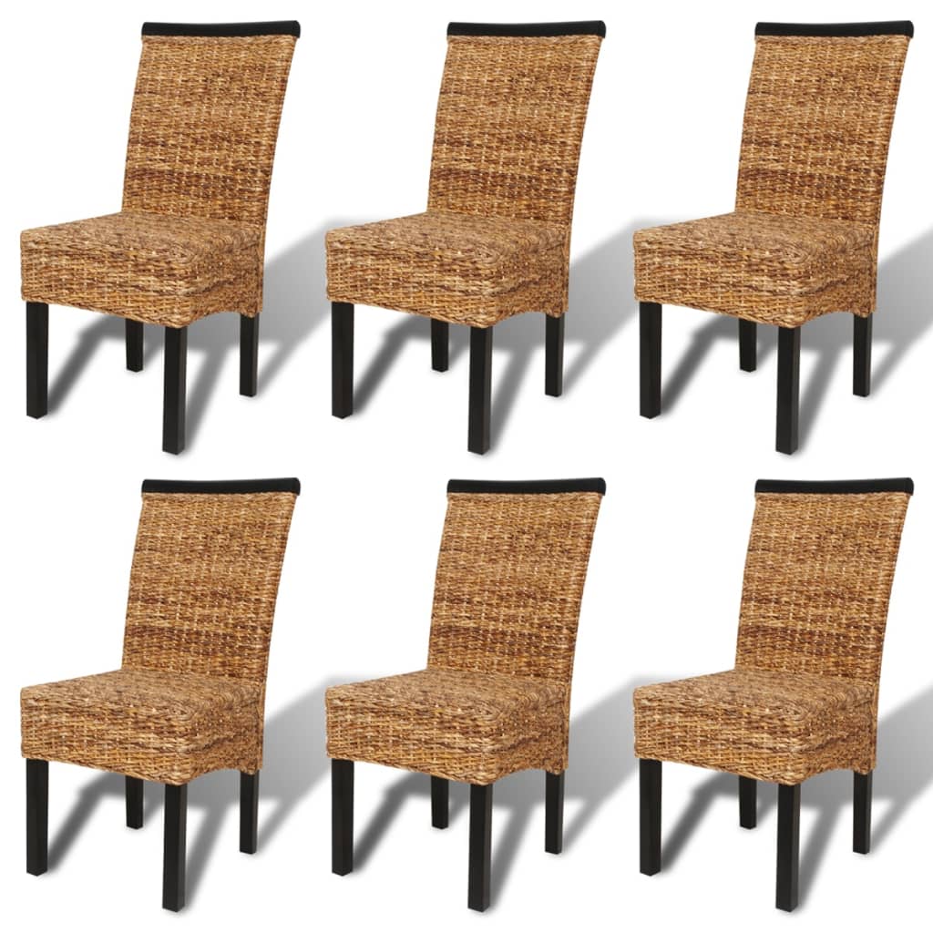 Sedie da Pranzo 6 pz in Abaca e Legno Massello di Mango | homemem39