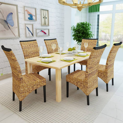 Sedie da Pranzo 6 pz in Abaca e Legno Massello di Mango | homemem39