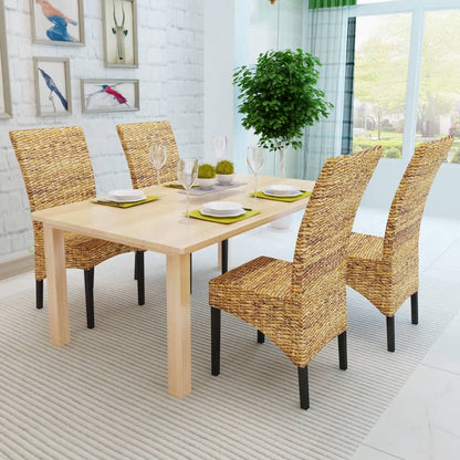 Sedie da Pranzo 4 pz in Legno Massello di Mango e Abaca | homemem39