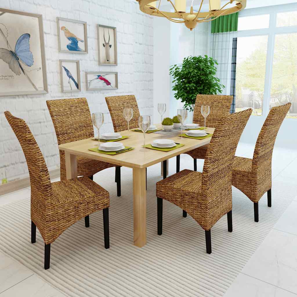Sedie da Pranzo 6 pz in Abaca e Legno Massello di Mango | homemem39