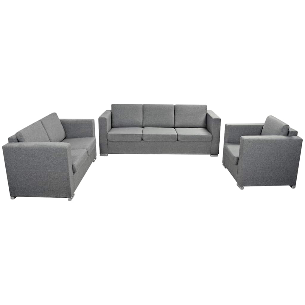 3 Pz Set di Divani in Stoffa Grigio Chiaro | homemem39