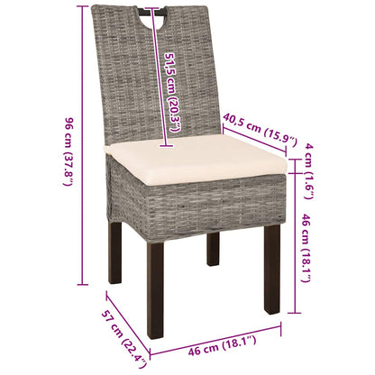 Sedie Sala da Pranzo 6 pz in Rattan Kubu e Legno di Mango | homemem39
