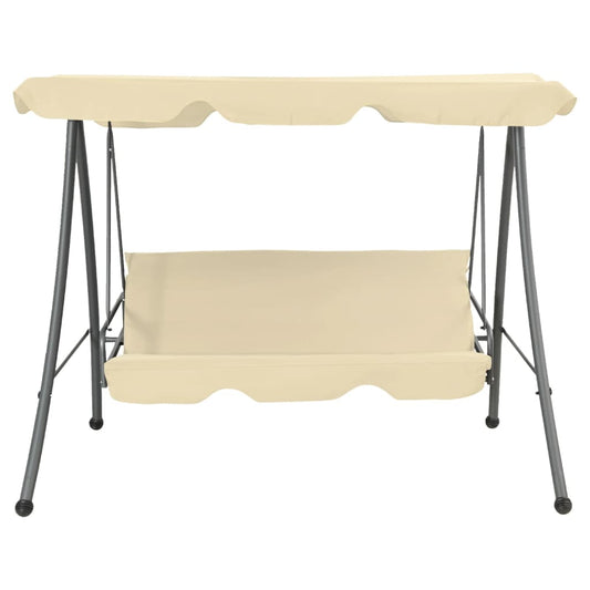 Panchina a Dondolo da Giardino con Baldacchino Bianco Sabbia | homemem39
