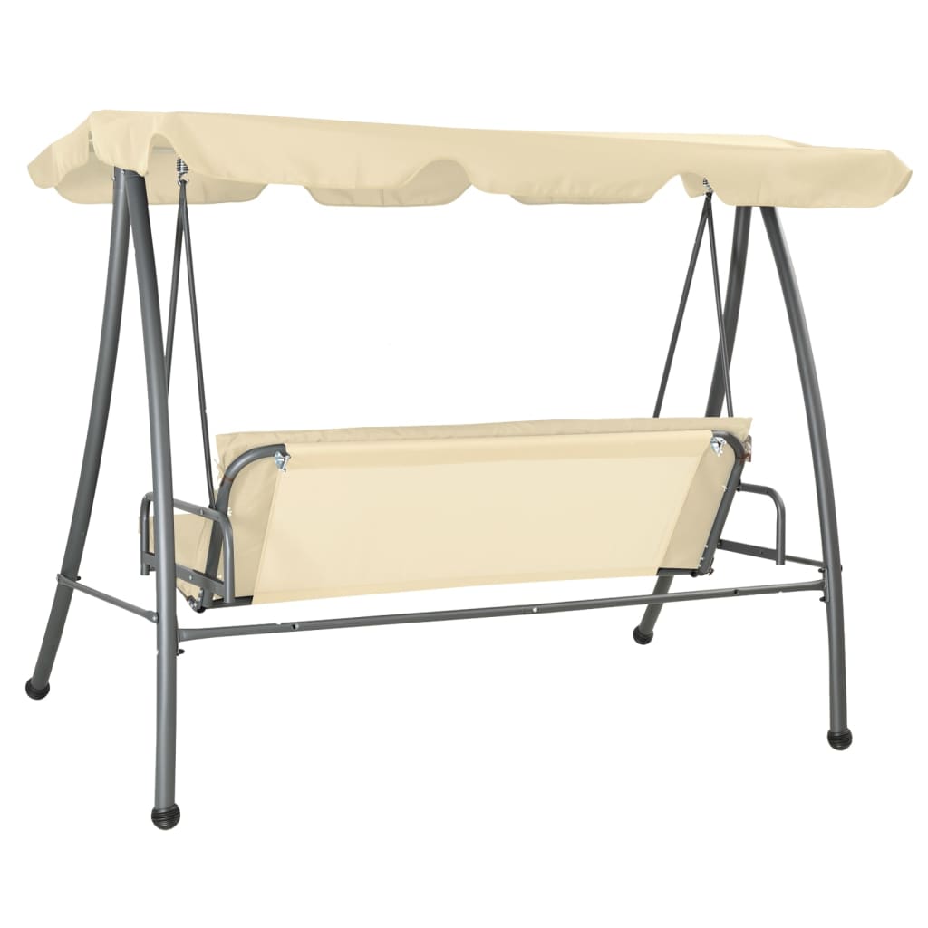 Panchina a Dondolo da Giardino con Baldacchino Bianco Sabbia | homemem39
