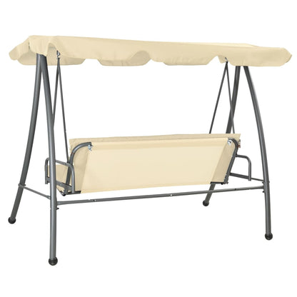 Panchina a Dondolo da Giardino con Baldacchino Bianco Sabbia | homemem39