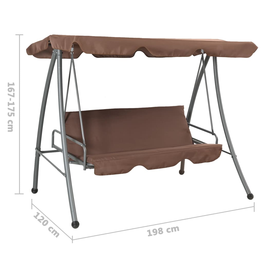 Panchina a Dondolo da Giardino con Baldacchino Caffè - homemem39