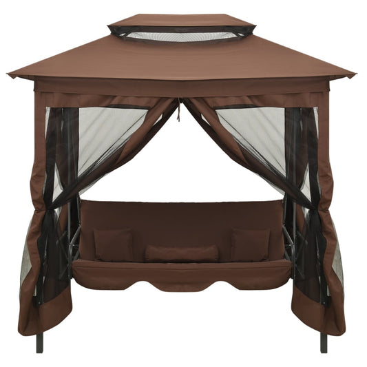 Gazebo Convertibile Panchina a Dondolo Caffè | homemem39