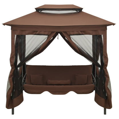 Gazebo Convertibile Panchina a Dondolo Caffè - homemem39