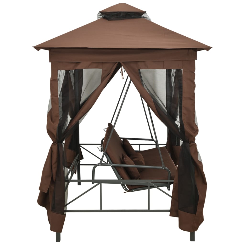 Gazebo Convertibile Panchina a Dondolo Caffè | homemem39