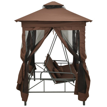 Gazebo Convertibile Panchina a Dondolo Caffè | homemem39