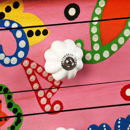 Consolle in Legno Massello di Mango Rosa Dipinta a Mano