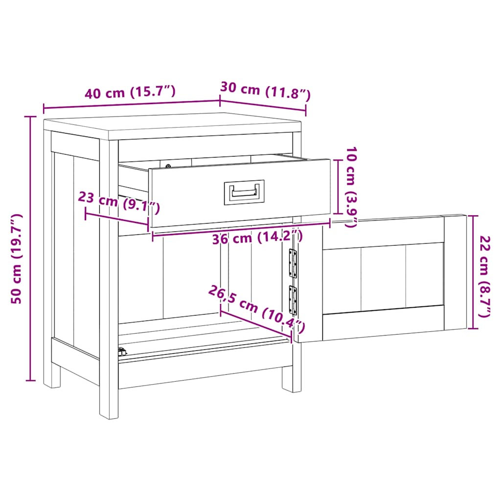 Comodino in Legno Massello di Teak 40x30x50 cm | homemem39