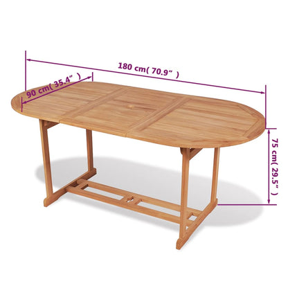 Tavolo da Giardino 180x90x75 cm in Massello di Teak - homemem39