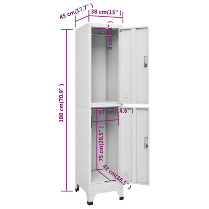 Armadietto a Chiave a 2 Scomparti 38x45x180 cm | homemem39