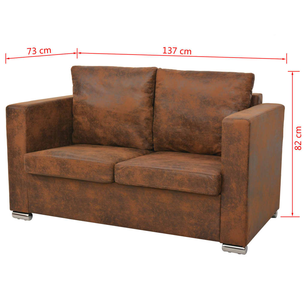 Divano a 2 Posti 137x73x82 cm in Pelle Scamosciata Artificiale | homemem39