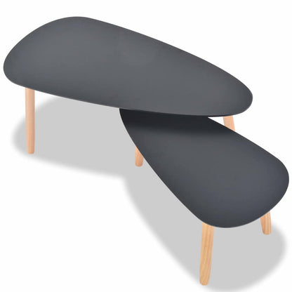 Set Tavolini Salotto 2pz in Legno Massello Massello Pino Nero | homemem39