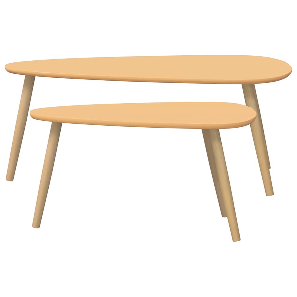 Set Tavolini Salotto 2pz Legno Massello Massello Pino Marrone | homemem39