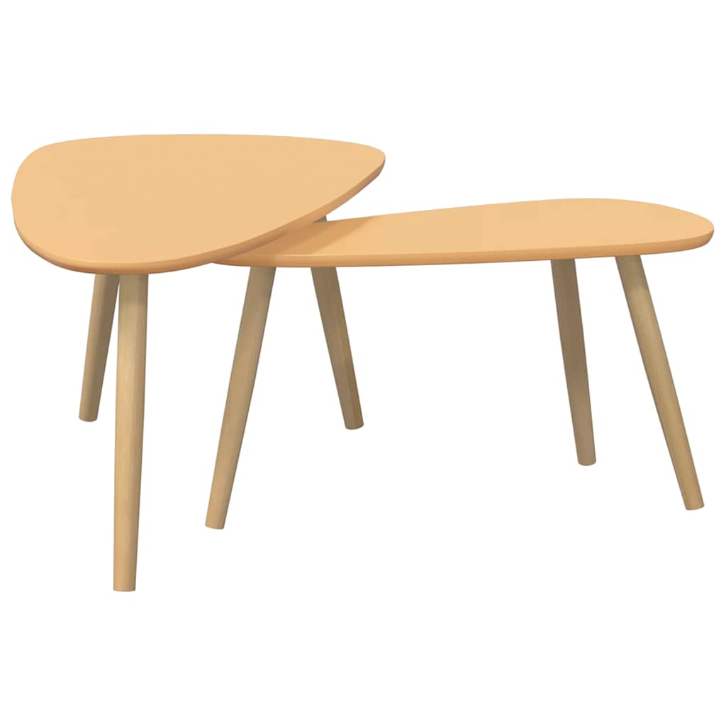 Set Tavolini Salotto 2pz Legno Massello Massello Pino Marrone | homemem39
