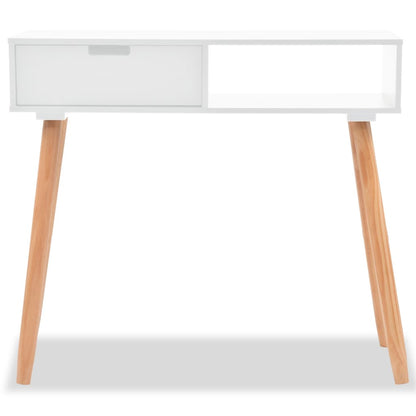 Tavolo Consolle in Legno di Pino Massello 80x30x72 cm Bianco | homemem39