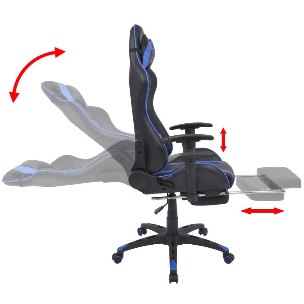 Sedia da Ufficio Racing Reclinabile con Poggiapiedi Blu | homemem39