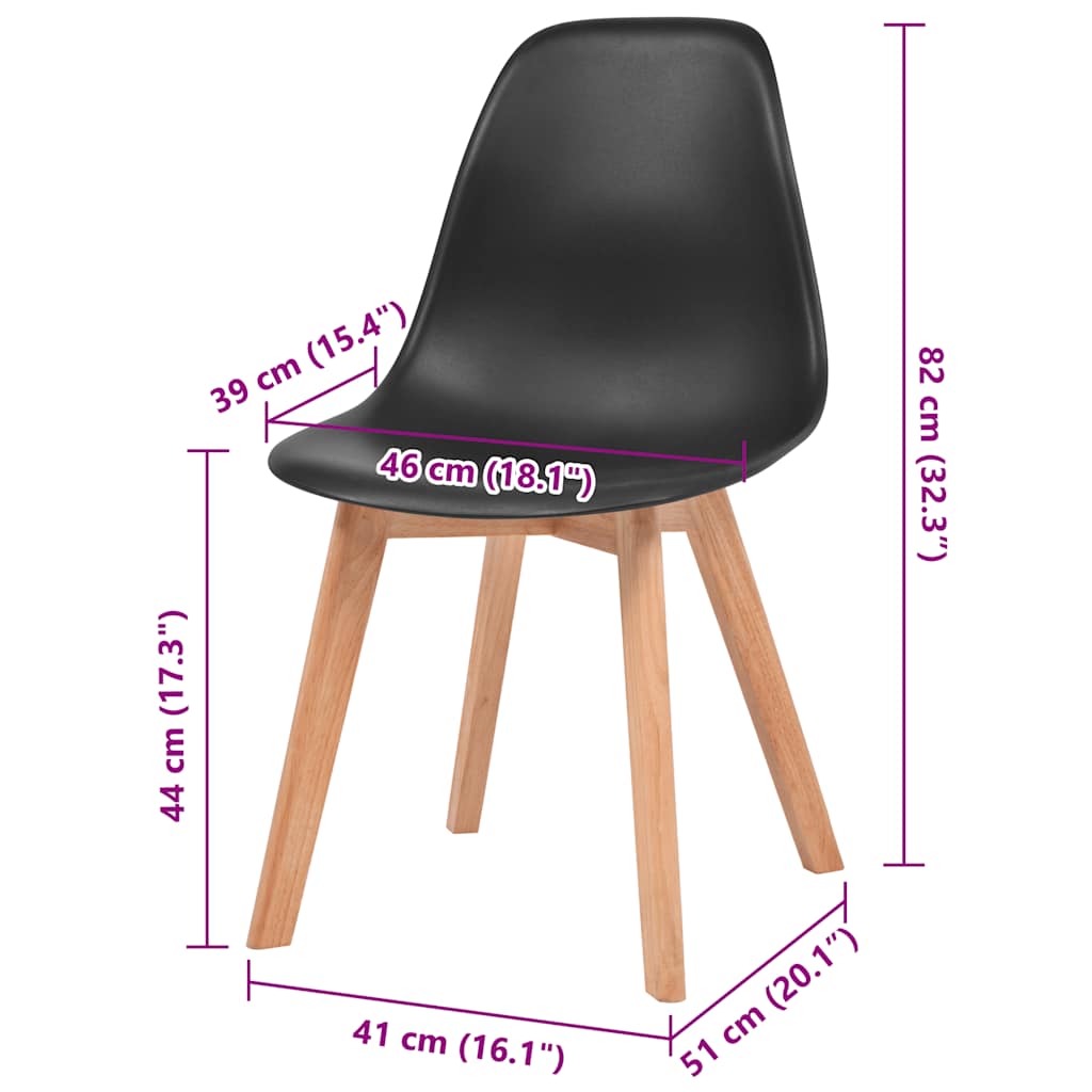 Sedie da Pranzo 2 pz Nere in Plastica | homemem39