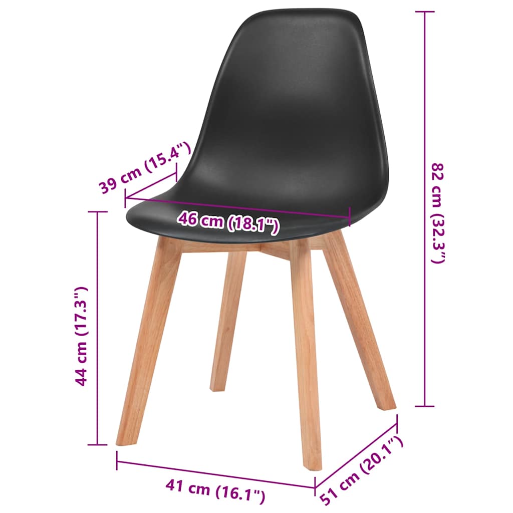 Sedie da Pranzo 4 pz Nere in Plastica | homemem39