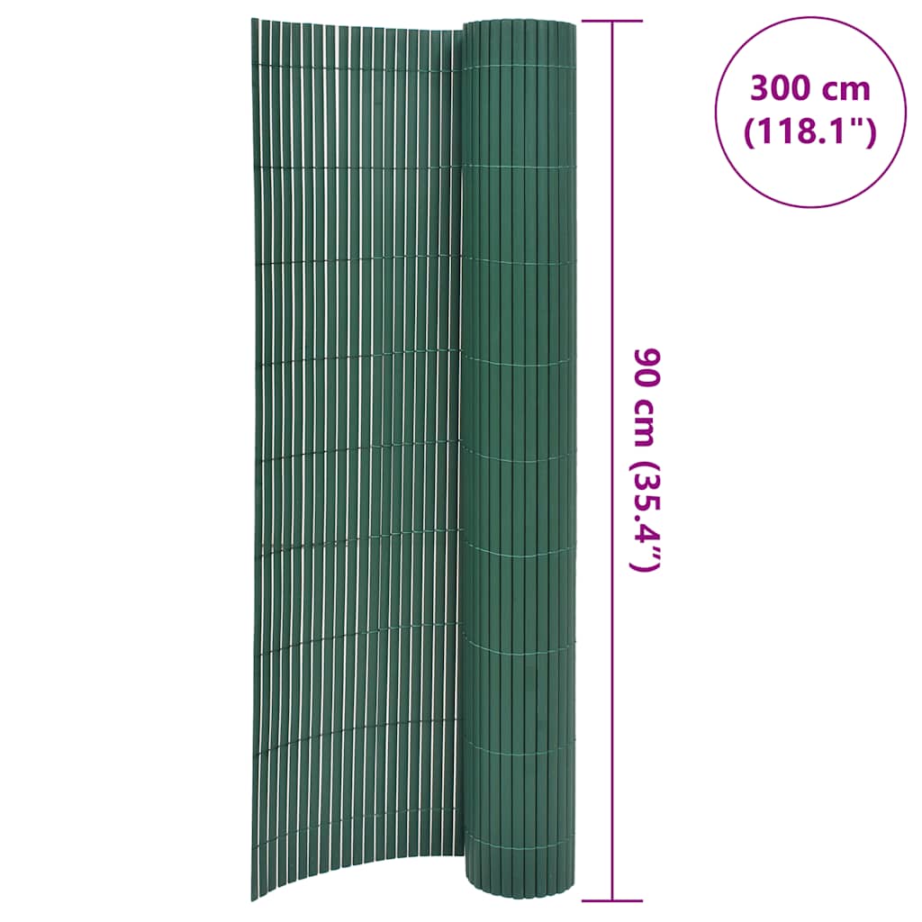 Double Sided Garden Fence in PVC 90x300 cm Green