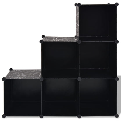 Armadio Salvaspazio a Cubo con 6 Scomparti Nero - homemem39