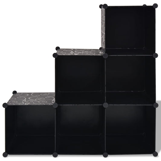 Armadio Salvaspazio a Cubo con 6 Scomparti Nero - homemem39