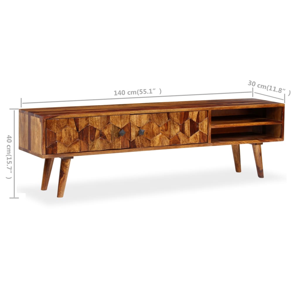 Mobile Porta TV in Legno Massello di Acacia 140x30x40 cm - homemem39