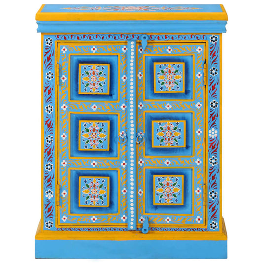 Credenza in Legno Massello di Mango Turchese Dipinta a Mano