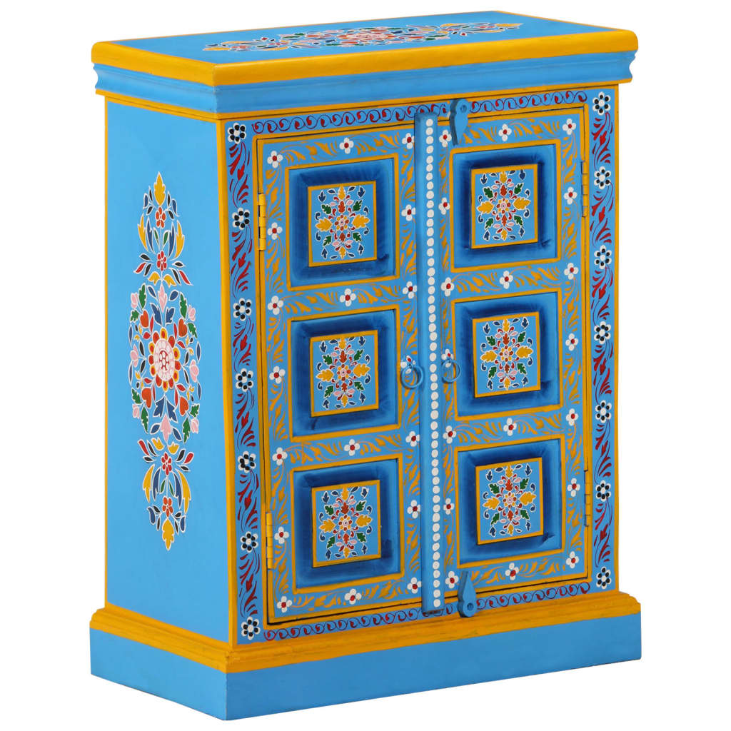 Credenza in Legno Massello di Mango Turchese Dipinta a Mano