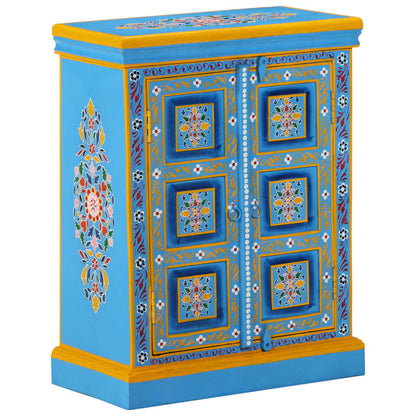 Credenza in Legno Massello di Mango Turchese Dipinta a Mano