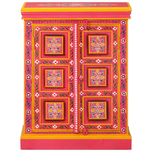 Credenza in Legno Massello di Mango Rosa Dipinta a Mano