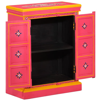 Credenza in Legno Massello di Mango Rosa Dipinta a Mano