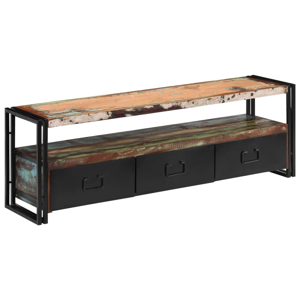 Mobile Porta TV in Legno Massello di Recupero 120x30x40 cm - homemem39