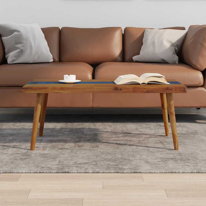 Tavolino da Salotto in Legno di Teak e Resina 100x50x40 cm | homemem39