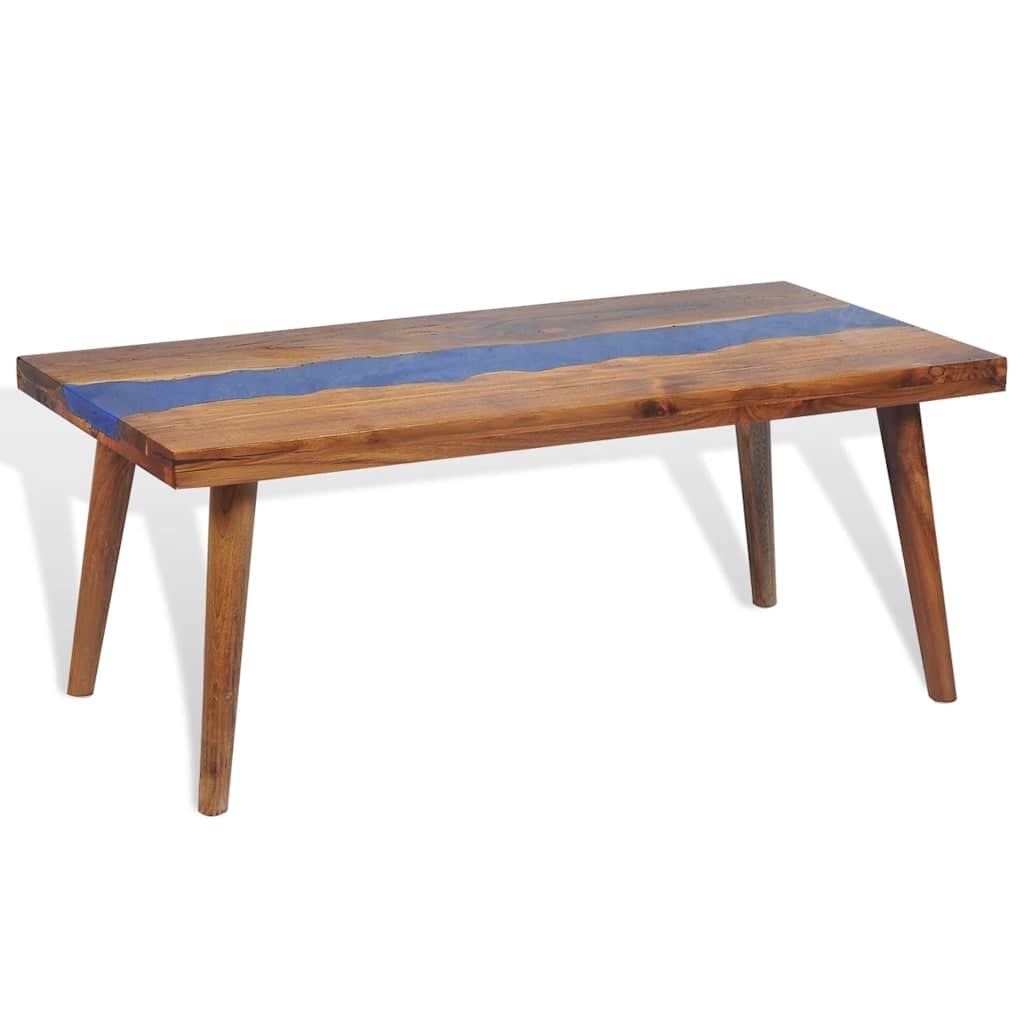 Tavolino da Salotto in Legno di Teak e Resina 100x50x40 cm | homemem39