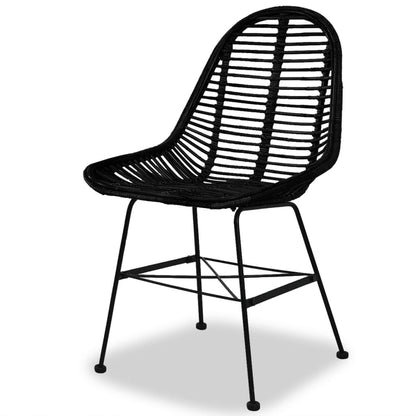Sedie da Pranzo 2 pz Nere in Rattan Naturale - homemem39