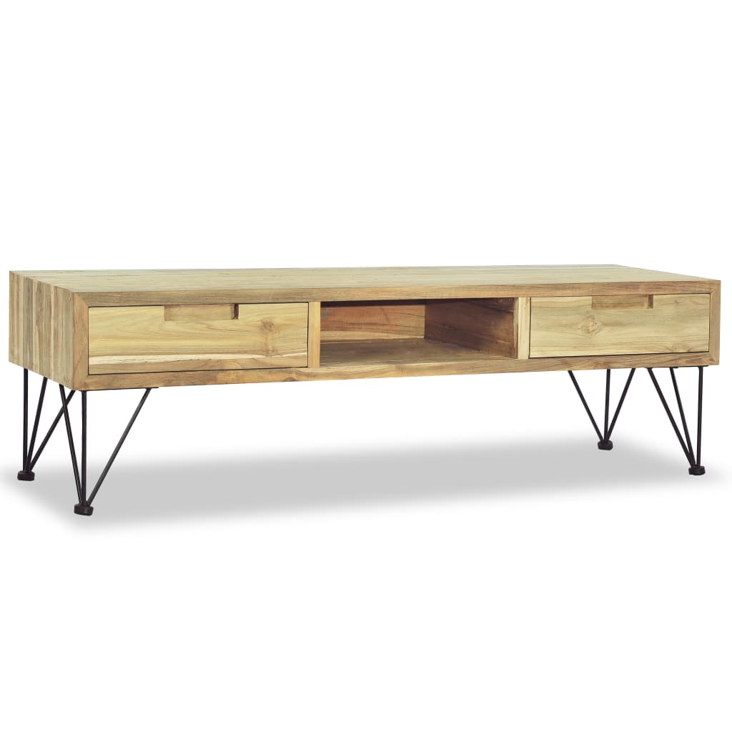Mobile Porta TV 120x35x35 cm in Legno Massello di Teak - homemem39