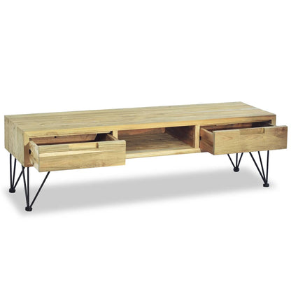 Mobile Porta TV 120x35x35 cm in Legno Massello di Teak - homemem39