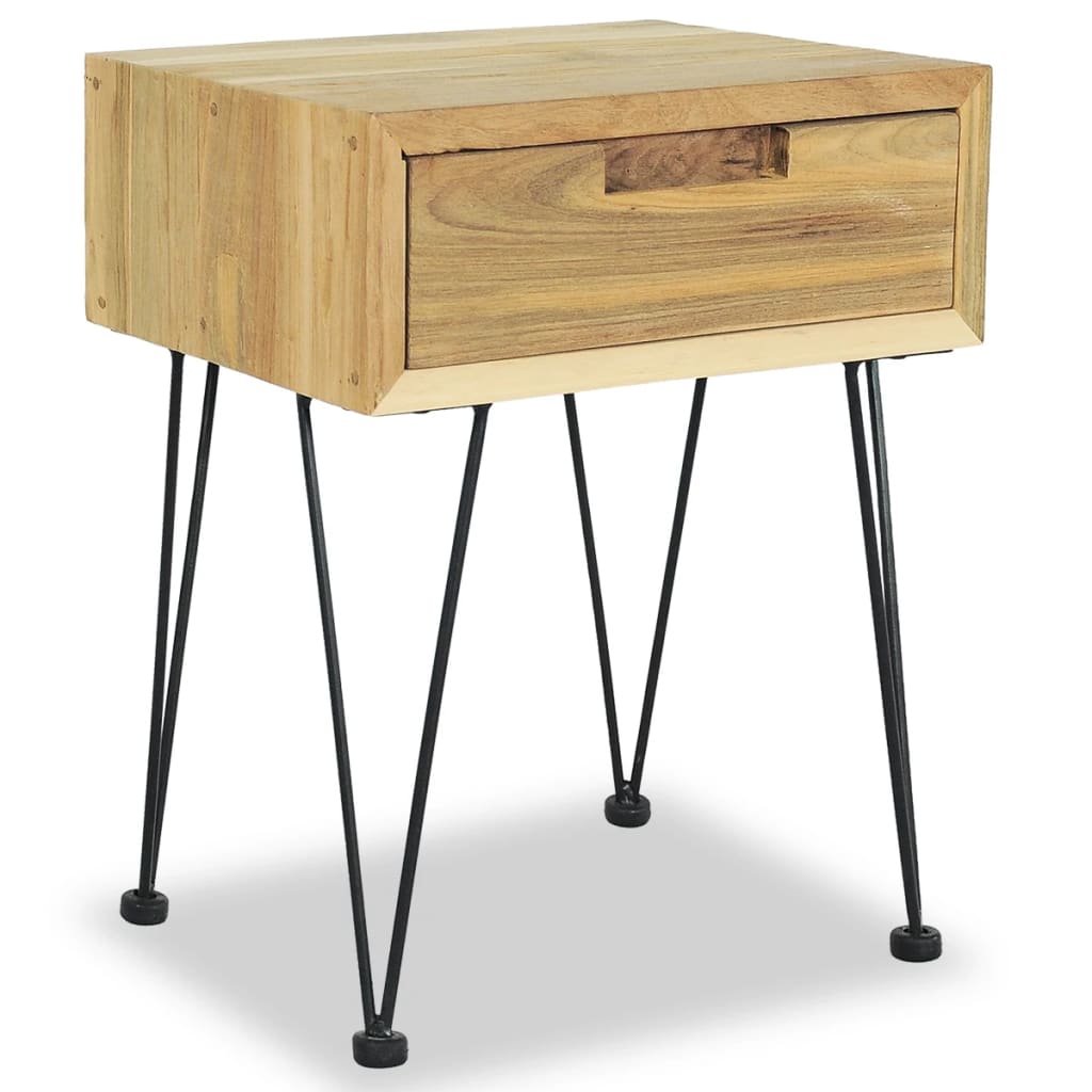 Comodino 40x30x50 cm in Legno Massello di Teak - homemem39
