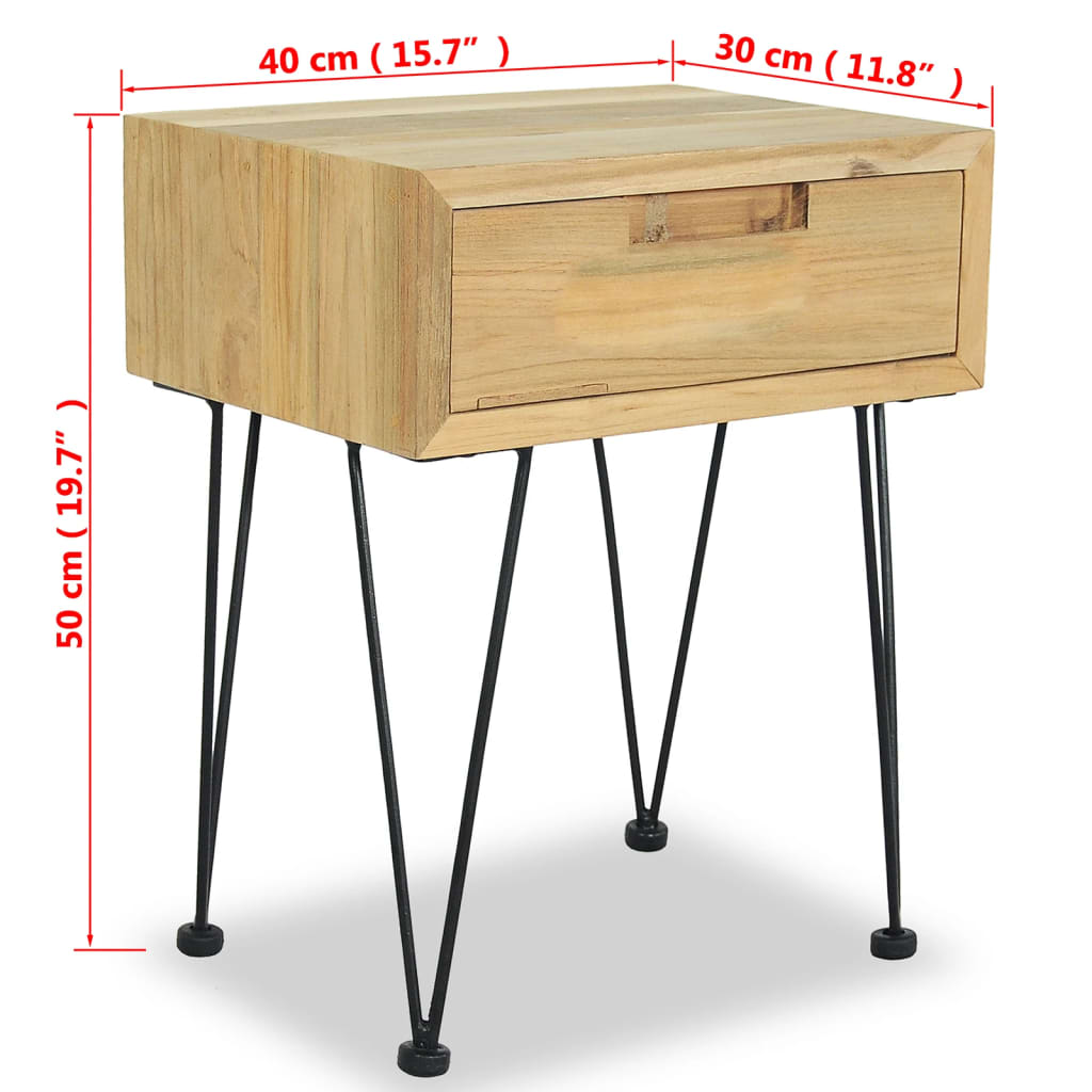 Comodino 40x30x50 cm in Legno Massello di Teak - homemem39