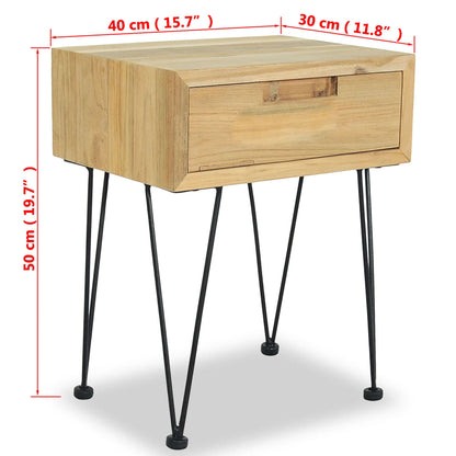 Comodino 40x30x50 cm in Legno Massello di Teak - homemem39