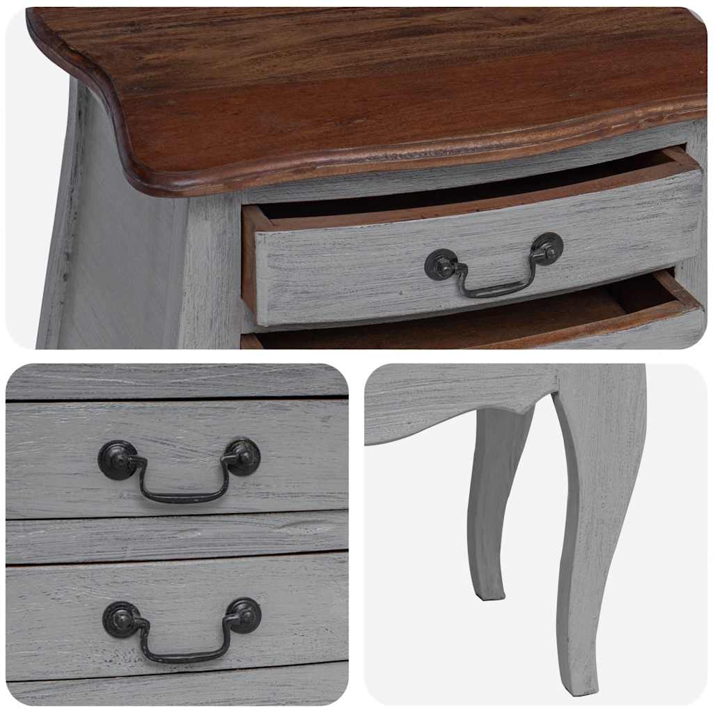 Comodino in Legno Massello di Mogano 48x35x64 cm