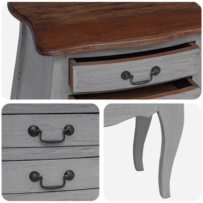 Comodino in Legno Massello di Mogano 48x35x64 cm