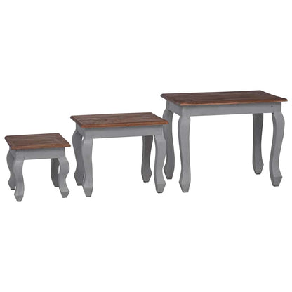 Set Tavolini a Incastro 3 pz in Legno Massello di Mogano | homemem39